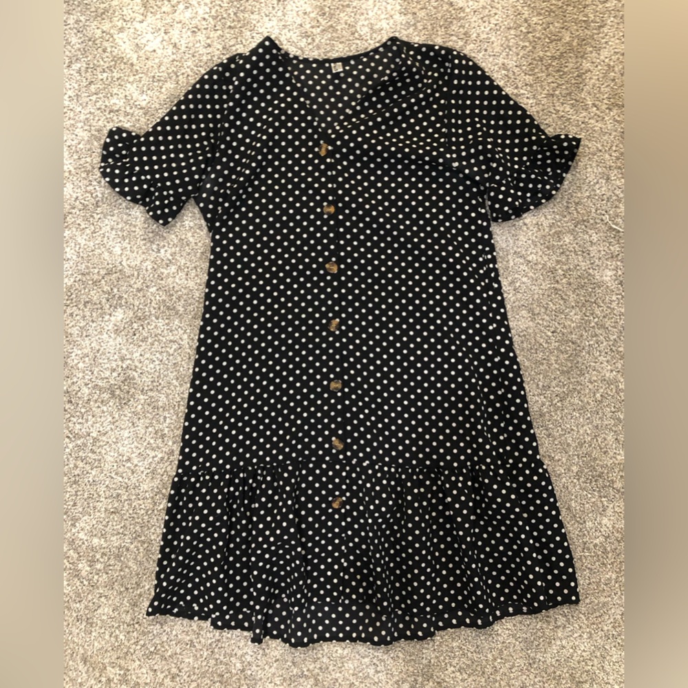 Vintage Black + White Polka Dot Dress